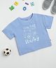 Milou Cotton Half Sleeves Choose Happy Text & Floral Printed Bio Washed Crop Top - Blue