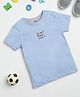 Milou Cotton Half Sleeves Smart & Awesome Text Printed Bio Washed Tee - Blue
