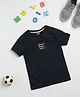 Milou Cotton Half Sleeves Smart & Awesome Text Printed Bio Washed Tee - Navy Blue