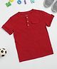 Milou Cotton Half Sleeves Bio Washed Henley Tee - Red
