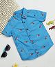 Milou Cotton Half Sleeves Fish Printed Bio Washed Shirt - Blue