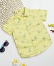 Milou Cotton Half Sleeves Beach Theme Printed Bio Washed Shirt - Yellow