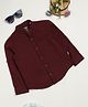 Milou Cotton Full Sleeves Solid Bio Washed Shirt - Maroon