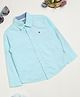Milou Cotton Full Sleeves Solid Bio Washed Shirt - Turquoise Blue