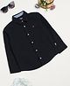 Milou Cotton Full Sleeves Solid Bio Washed Shirt - Navy Blue