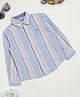 Milou Cotton Full Sleeves Striped Bio Washed Shirt - Blue
