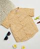 Milou Cotton Half Sleeves Animals Printed Bio Washed Shirt - Yellow