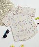 Milou Cotton Half Sleeves Animal Printed Bio Washed Shirt - Off White
