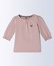 Milou Cotton Full Sleeves Full Peasant Sleeves Floral Embroidered Bio Washed Top - Pink