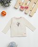 Milou Cotton Full Sleeves Floral Printed Bio Washed Tee - Cream