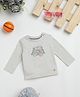 Milou Cotton Full Sleeves Enjoy Today Text & Bear Printed Bio Washed Tee - Off White