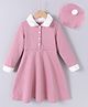 Kookie Kids Full Sleeves Collared Frock With Hat - Pink