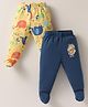 OHMS Single Jersey Knit Footed Bootie Leggings With Animals Print Pack Of 2 - Blue & Yellow