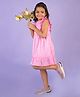 Nature Nook Kids Cotton Sleeveless Frill Design Embroidered  Dress - Pink