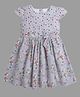Funshine Cap Sleeves Polka Dots & Floral Printed With Bow Detailed Fit & Flare Dress & Cotton Lining Inside - Grey