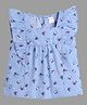 Funshine Cotton Frill Sleeves Floral Printed Top - Blue