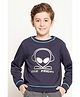 One Friday Cotton Full Sleeves Alien Printed Sweatshirt - Navy Blue