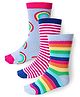 Cute Walk by Babyhug Cotton Lycra Knit Anti-bacterial Socks Stripes & Rainbow Design Pack of 3 - Pink & Blue