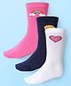 Cute Walk by Babyhug Cotton Lycra Knit Anti-bacterial Socks Heart Smile Emoji & Rainbow Design Pack of 3 - Pink White & Black
