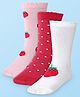 Cute Walk by Babyhug Cotton Lycra Knit Anti-bacterial Socks Polka Dots & Strawberry Design Pack of 3 - Pink White & Red