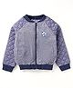 Under Fourteen Only Cotton Full Sleeves Football Patch Detailed Textured Jacket - Navy Blue