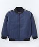 Under Fourteen Only Full Sleeves Typography Side Taped Jacket - Navy Blue