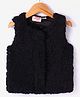 Under Fourteen Only Sleeveless Solid Textured Jacket - Black