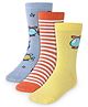 Cute Walk by Babyhug Cotton Lycra Knit Anti-bacterial Socks Strips & Helicopter Design Pack of 3 - Orange Yellow & Grey