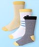 Cute Walk by Babyhug Cotton Lycra Knit Anti-bacterial Socks Strips Design Pack of 3 - Dark Yellow White & Black