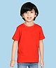 NUSYL Cotton Blend Half Sleeves Solid Tee - Red