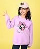 NUSYL Fleece Full Sleeves Butterfly Printed Oversized Sweatshirt - Lilac