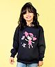 NUSYL Fleece Full Sleeves Butterfly Printed Oversized Sweatshirt - Navy Blue