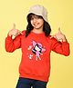 NUSYL Fleece Full Sleeves Butterfly Printed Oversized Sweatshirt - Red
