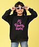 NUSYL Fleece Full Sleeves Princess Unicorn Text Printed Oversized Sweatshirt - Black