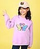 NUSYL Fleece Full Sleeves Butterfly & Good Vibes Text Printed Oversized Sweatshirt - Lilac