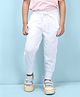 NUSYL Cotton Blend  Solid Track Pants - White