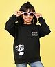 NUSYL Fleece Full Sleeves Believe In Yourself Text & Panda Printed Oversized Sweatshirt - Black