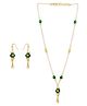 Ribbon candy Set of 1 Pair Festive Beaded Earrings & Necklace - Green