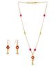 Ribbon candy Set of 1 Pair Festive Beaded Earrings & Bead Necklace - Red