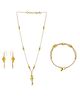 Ribbon candy Set of 1 Pair Festive Beaded Earrings, Necklace & Bracelet - Yellow