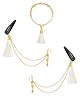Ribbon candy A Festive Beaded Tassel With Chain Earrings & Bracelet - White