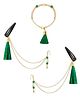Ribbon candy A Festive Beaded Tassel With Chain Earrings & Bracelet - Green