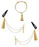 Ribbon candy Set of 1 Pair Festive Beaded Tassel With Chain Earrings & Bracelet - Golden