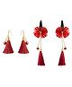 Ribbon candy Set of 1 Pair Festive Beaded Tassel Earrings & Tic tac Pins With Bow - Red