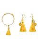 Ribbon candy Set of 1 Festive Beaded Tassel Earrings & Bracelet - Yellow