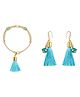 Ribbon candy Set of 1 Festive  Beaded Tassel Earrings & Bracelet - Light Blue
