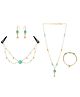 Ribbon candy Set of 1 Pair Festive Beaded Earrings Necklace Bracelet & Head Chain With Tic tac Pins - Sea Green