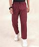 Kiddopanti Cotton Elastane Full Length Solid Cargo Pant - Maroon