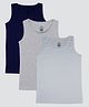 Kiddopanti Pack Of 3 Sleeveless Solid Vests - Navy Blue Grey Melange & White