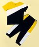 Be Awara Cotton Half Sleeves Colour Blocked Tee & Lounge Pant Set - Yellow